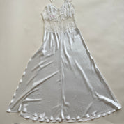 White satin lace maxi slip