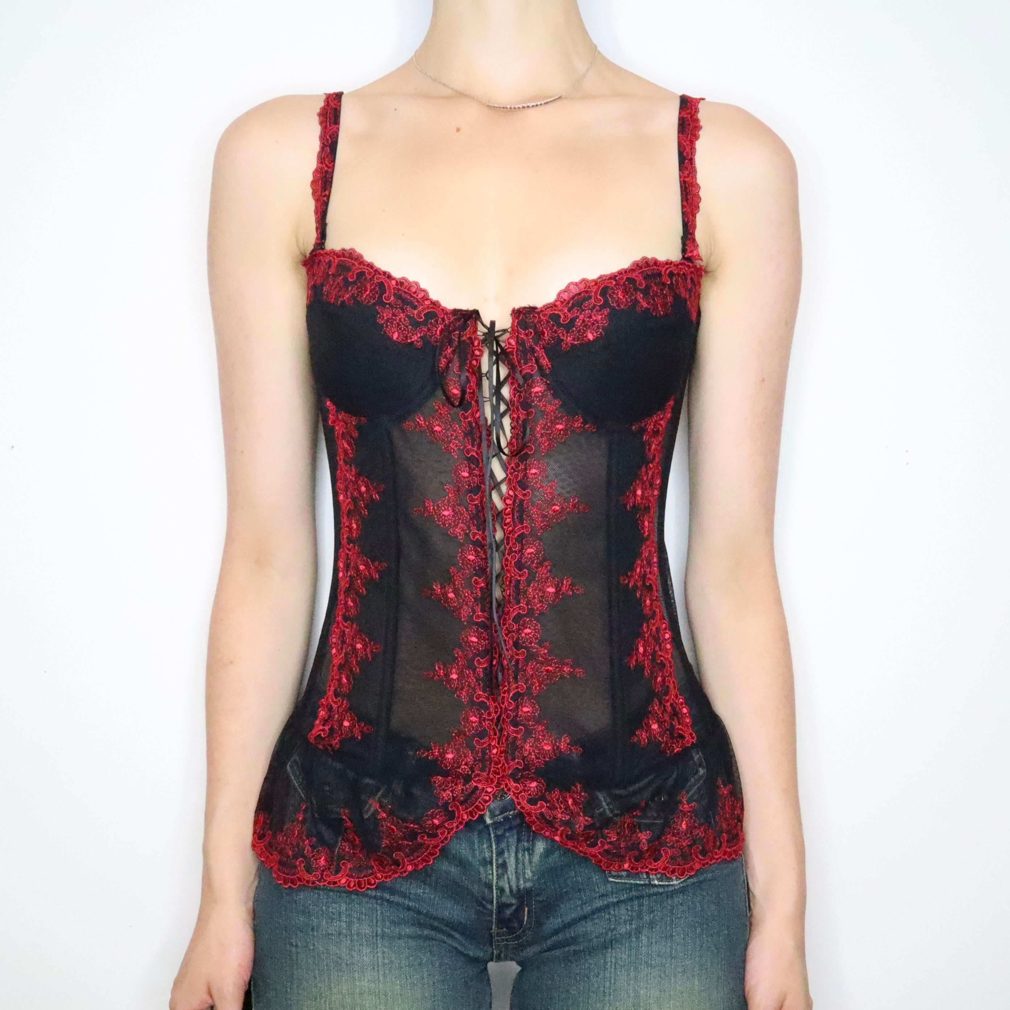 Embroidered Mesh Bustier (Medium)