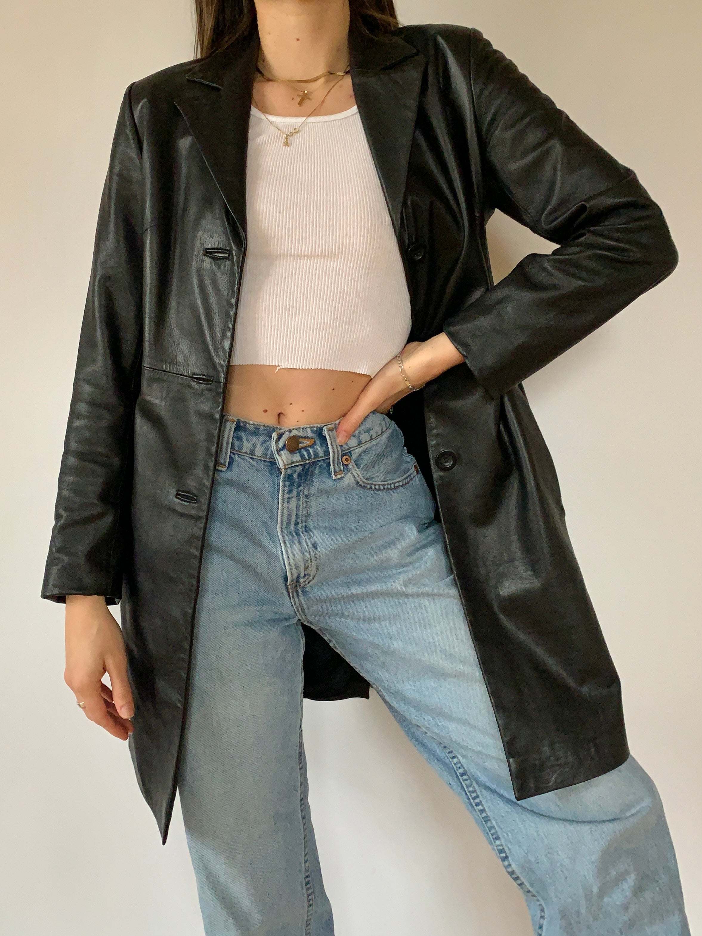 Y2K Leather Trench