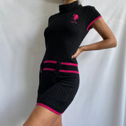 Black pink polo sweater dress