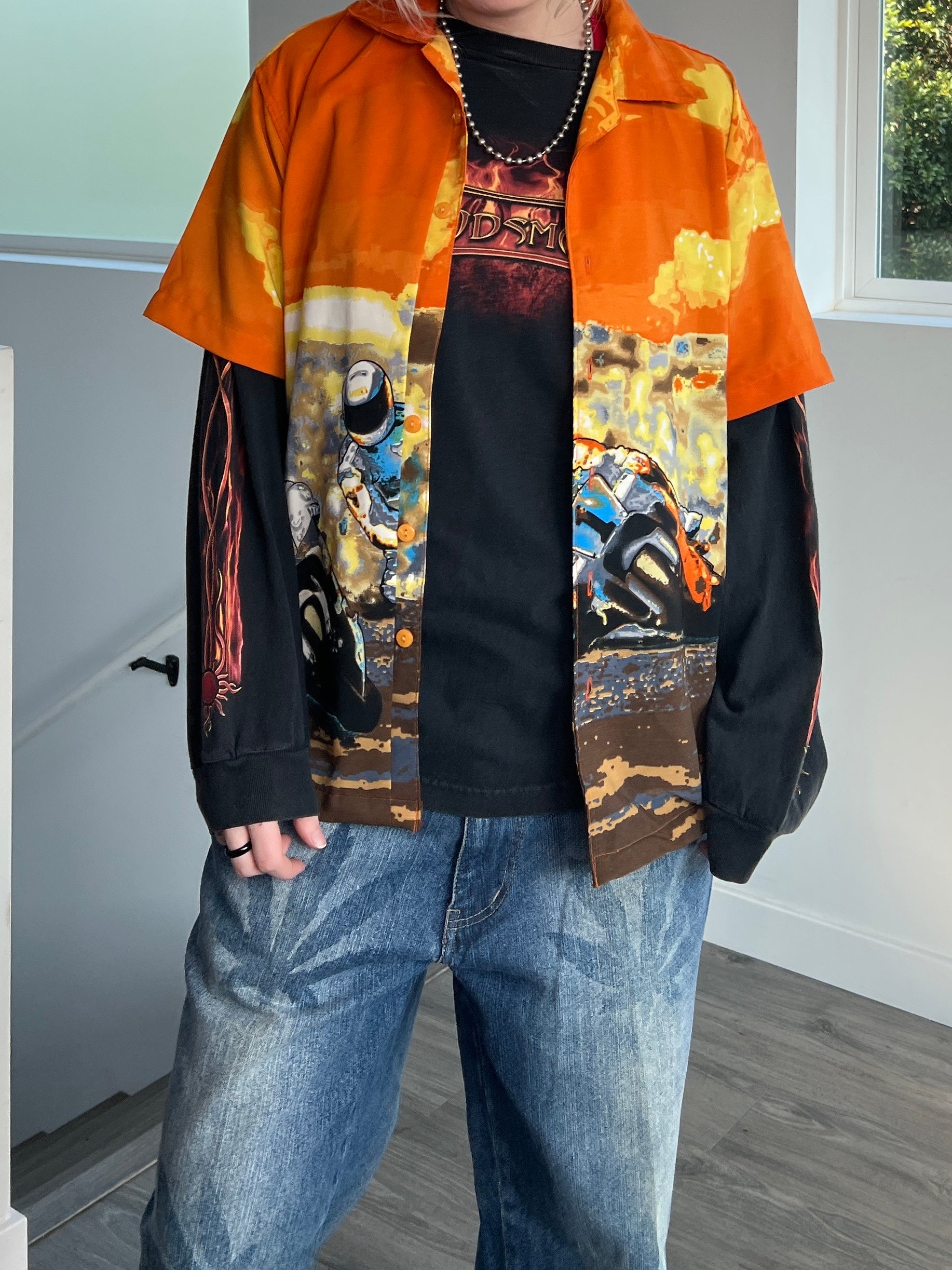90s Allover Print Button Up