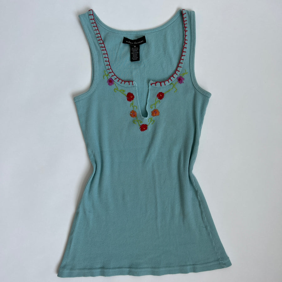 00s blue embroidered tank
