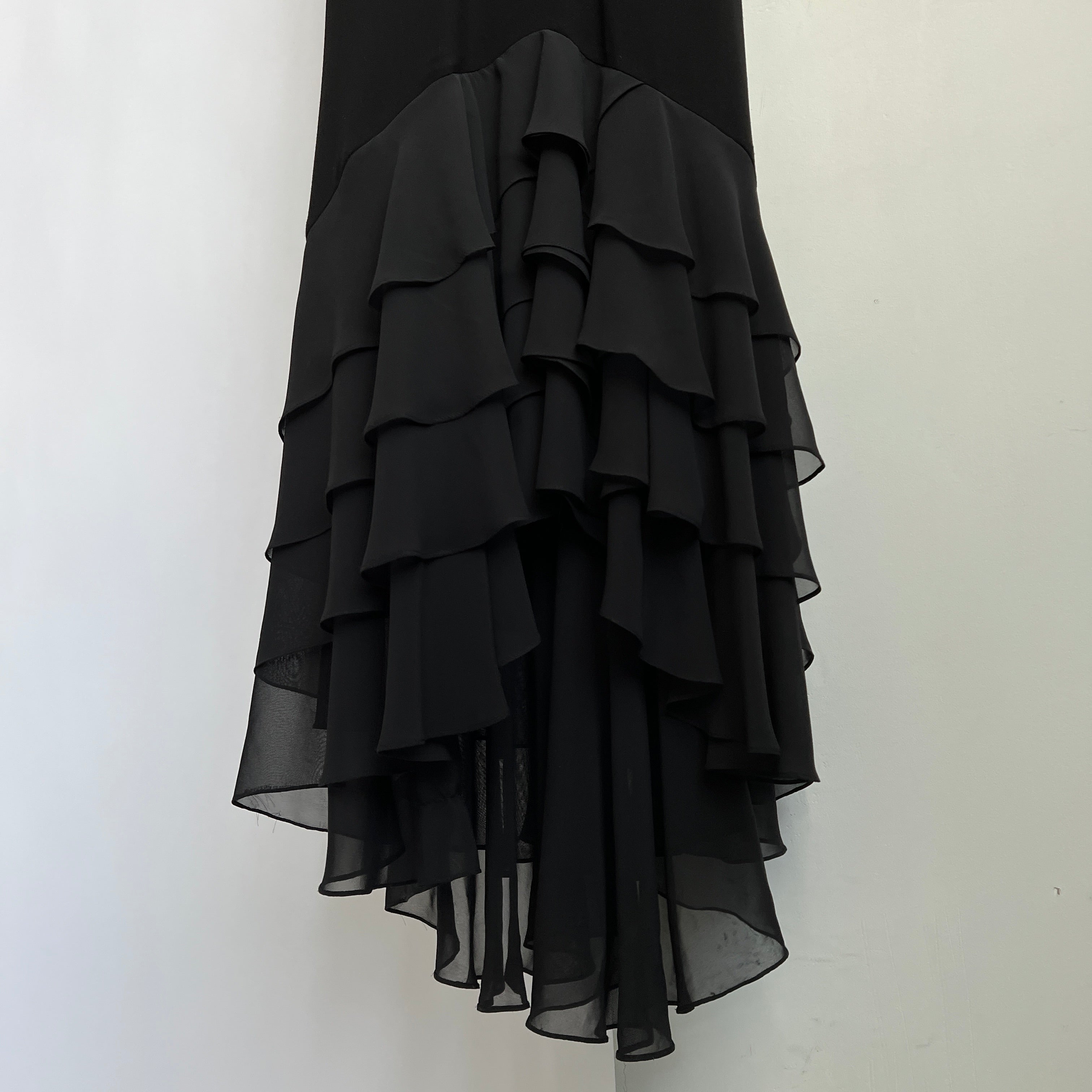 Black beaded ruffle dress