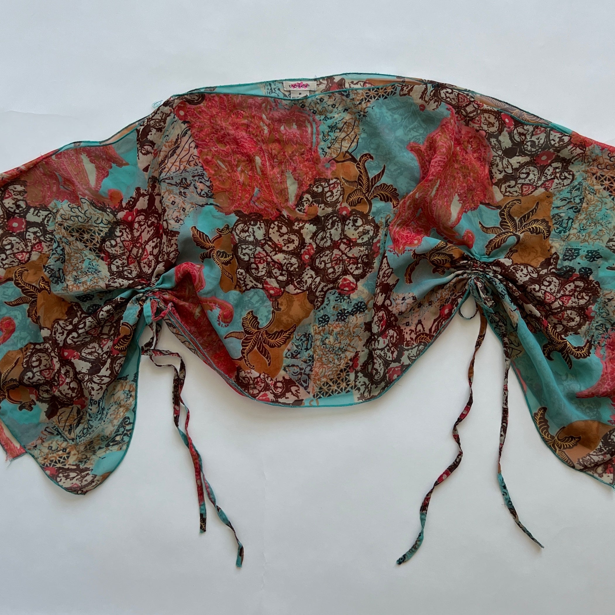 00s print sheer cape top