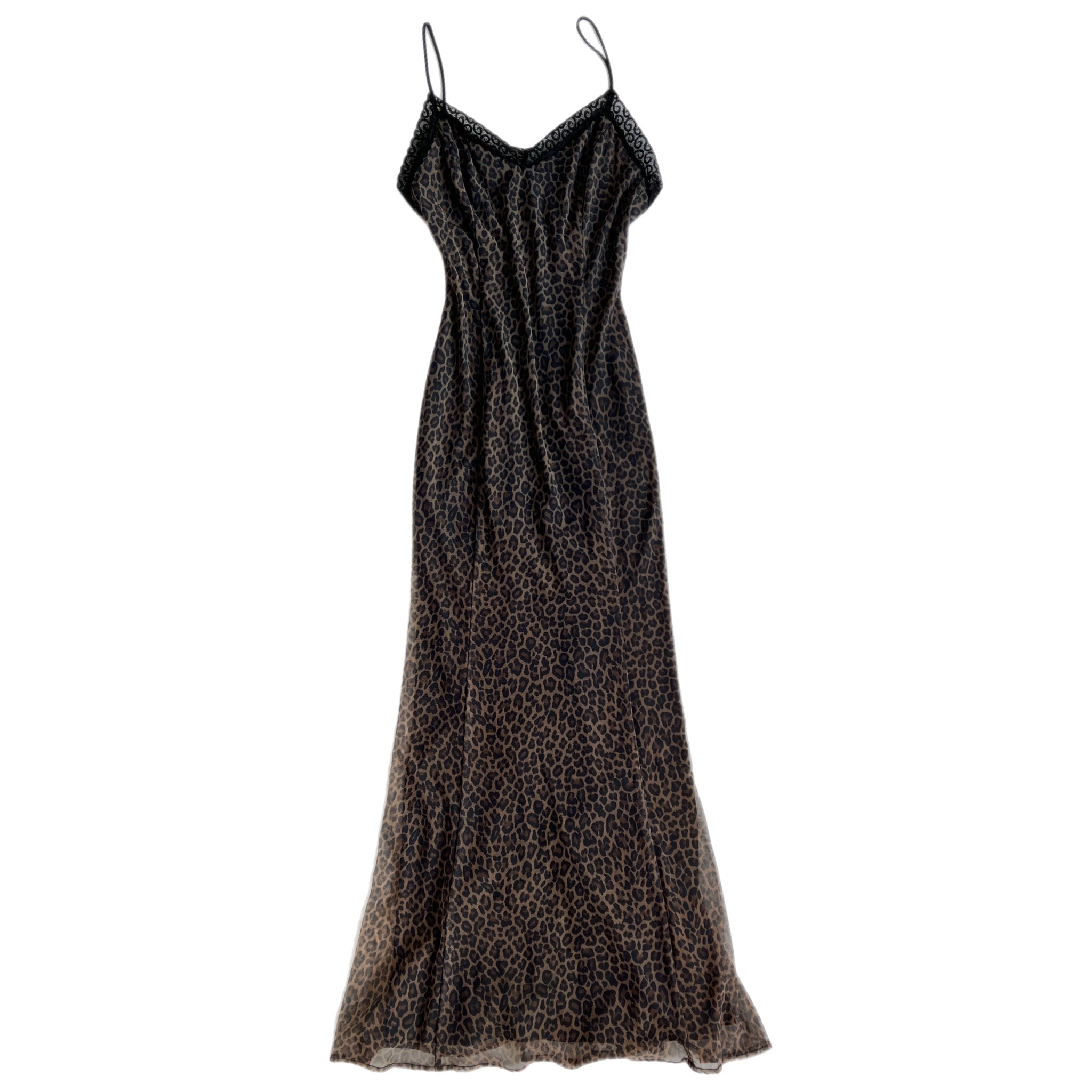 90s leopard mesh maxi dress