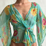 00s sheer silk wrap top