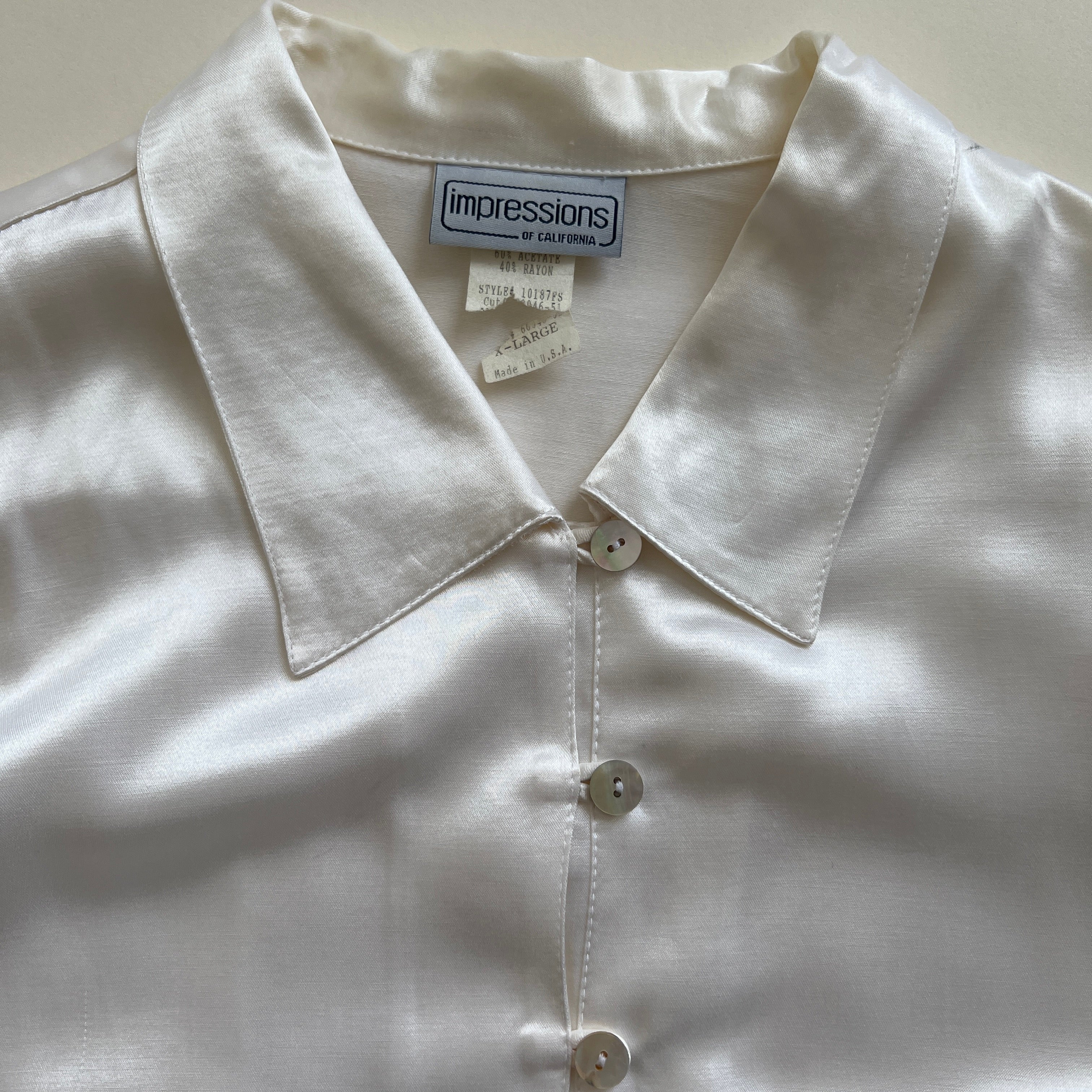 White satin button up
