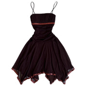 00s brown cinched midi dress