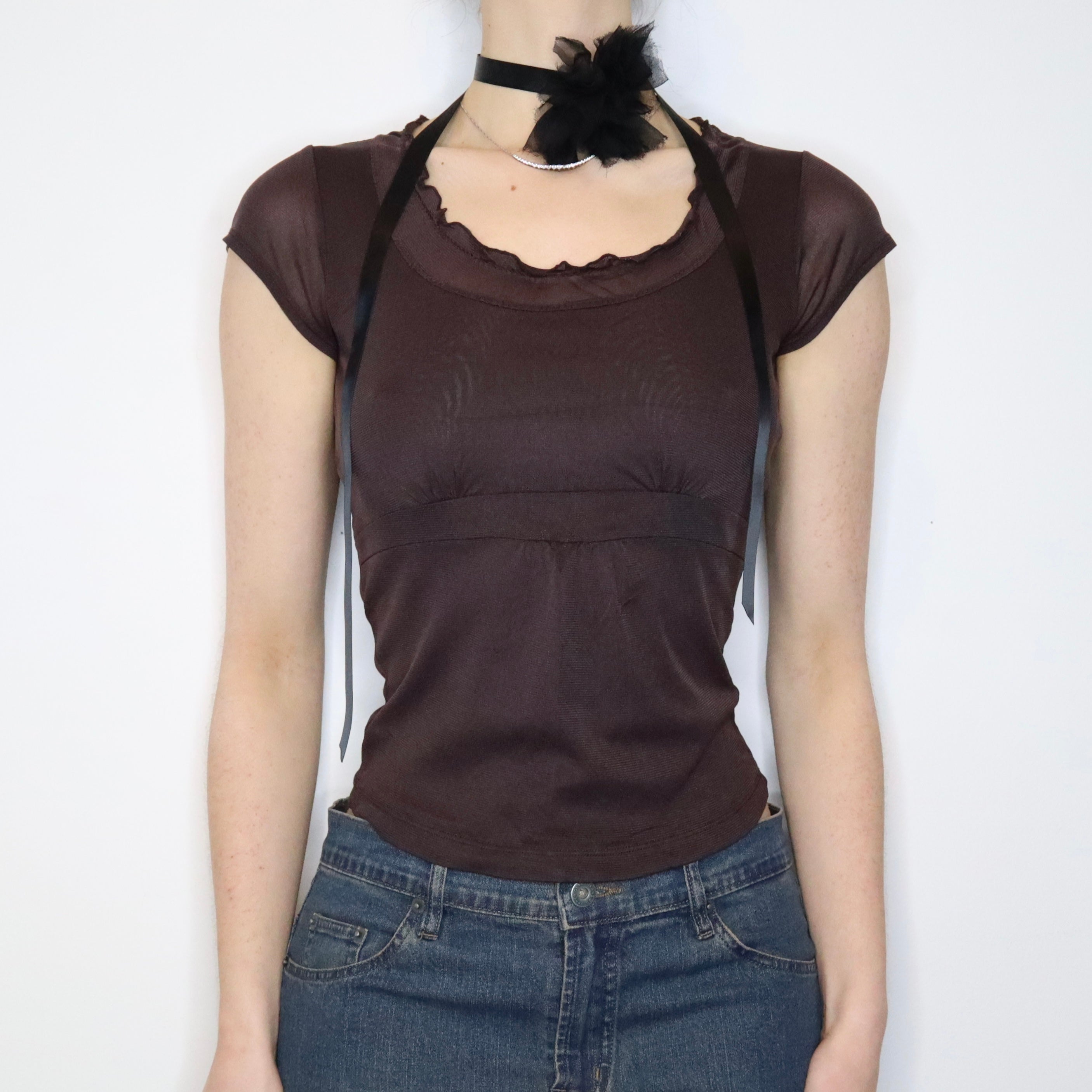 Brown Mesh Blouse (Small) 