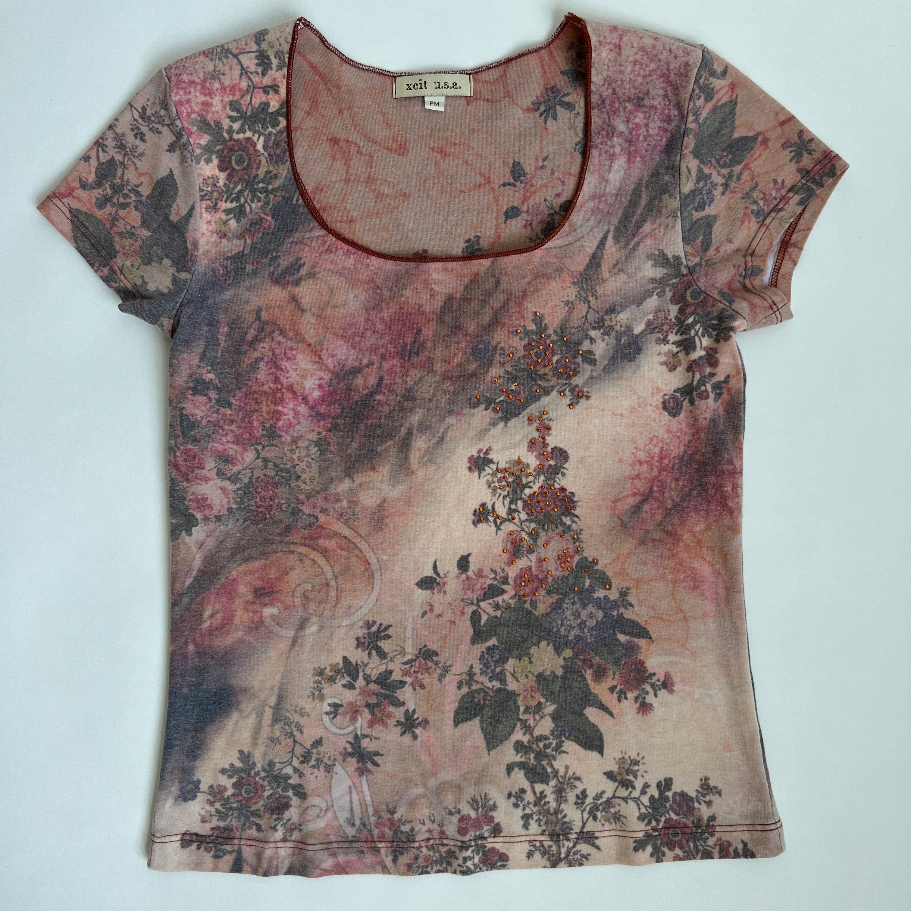 Y2k boho floral tee