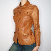 Brown Italian Leather Jacket (Small)