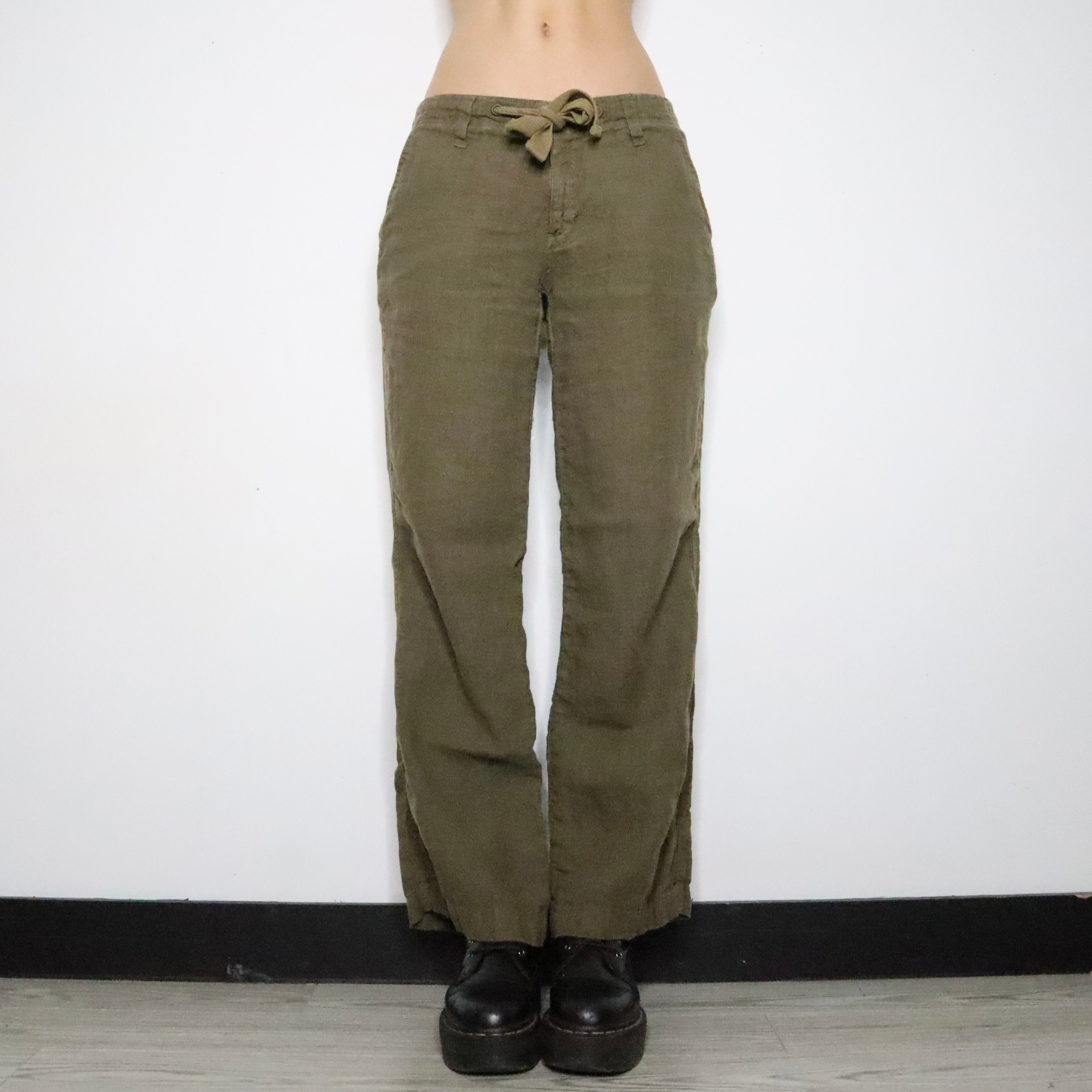 Baggy Green Linen Pants (Small)