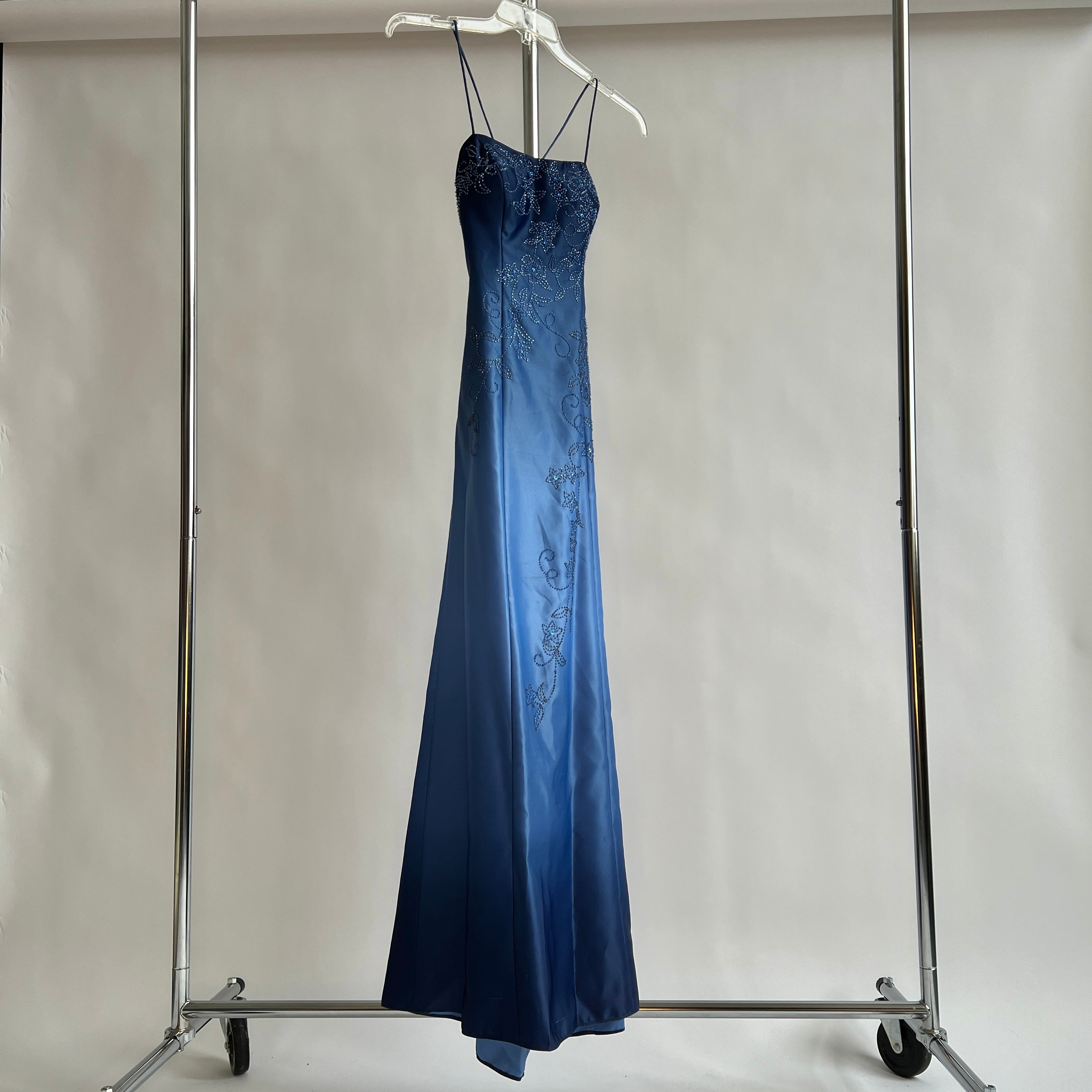 y2k blue dress Y2K Blue Gradient Strappy Midi Dress MAUVSTUDIO
