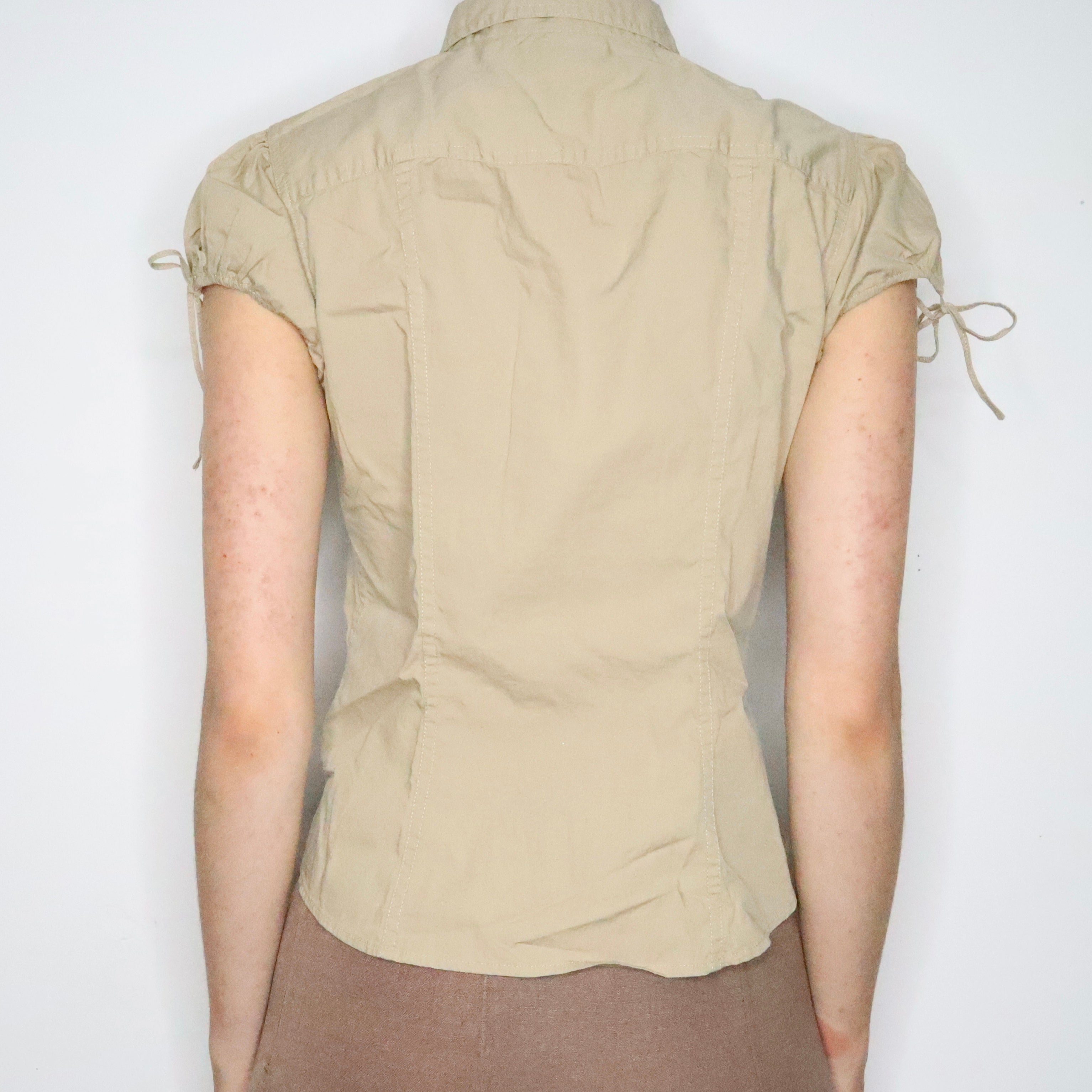 Tan Short Sleeve Button Up (M-L)