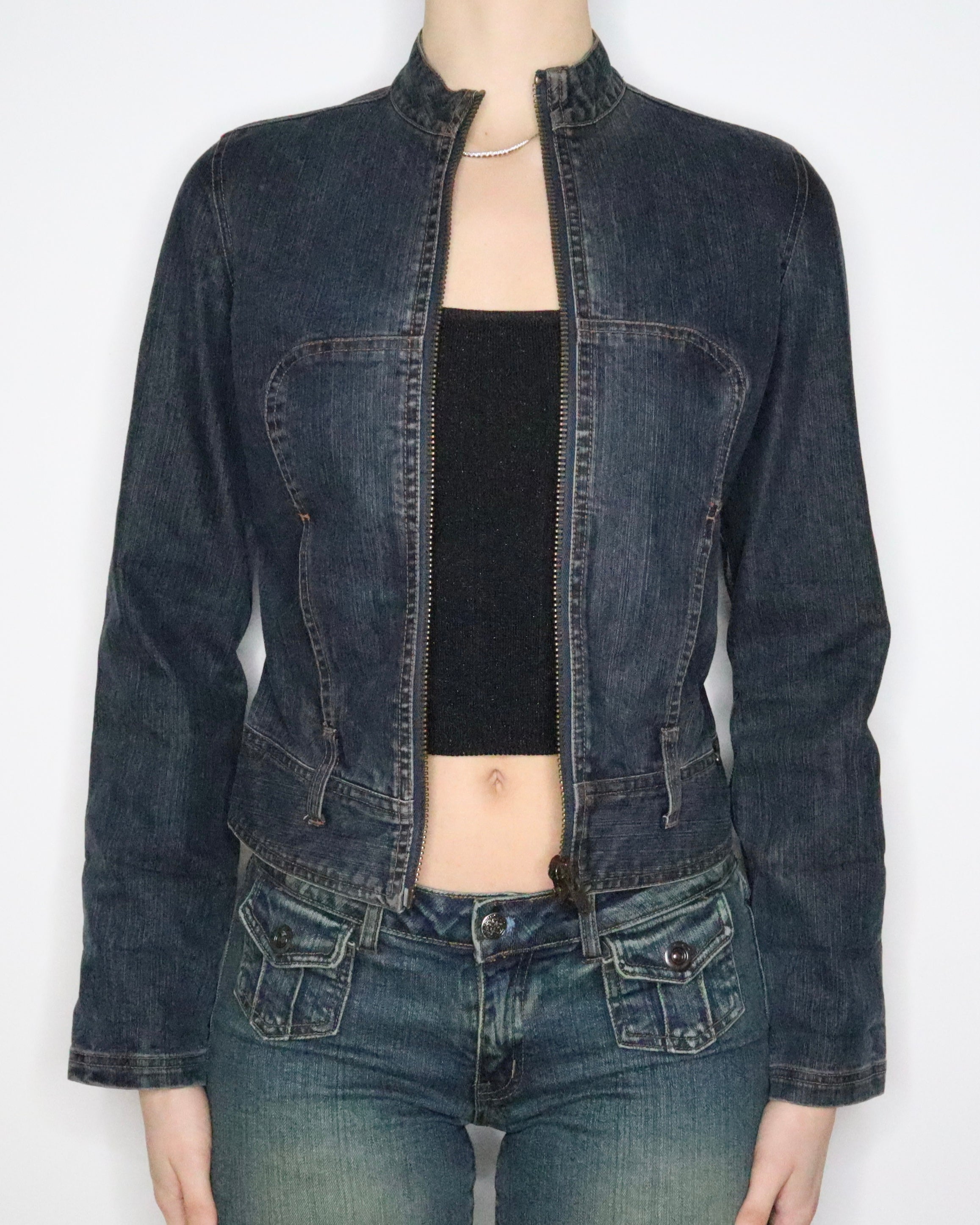 Guess Zip Up Denim Jacket (Small) 