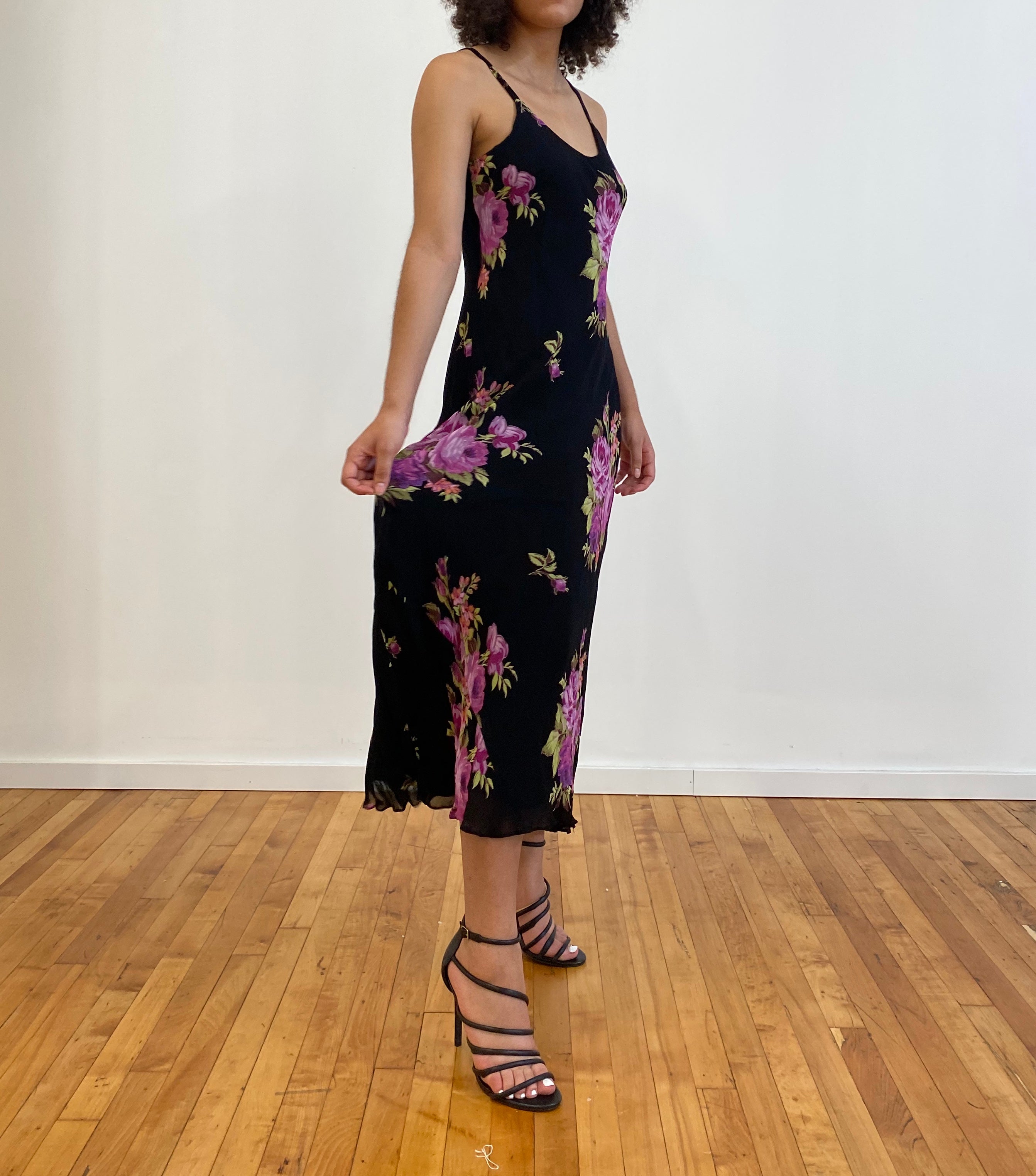 Purple floral maxi dress