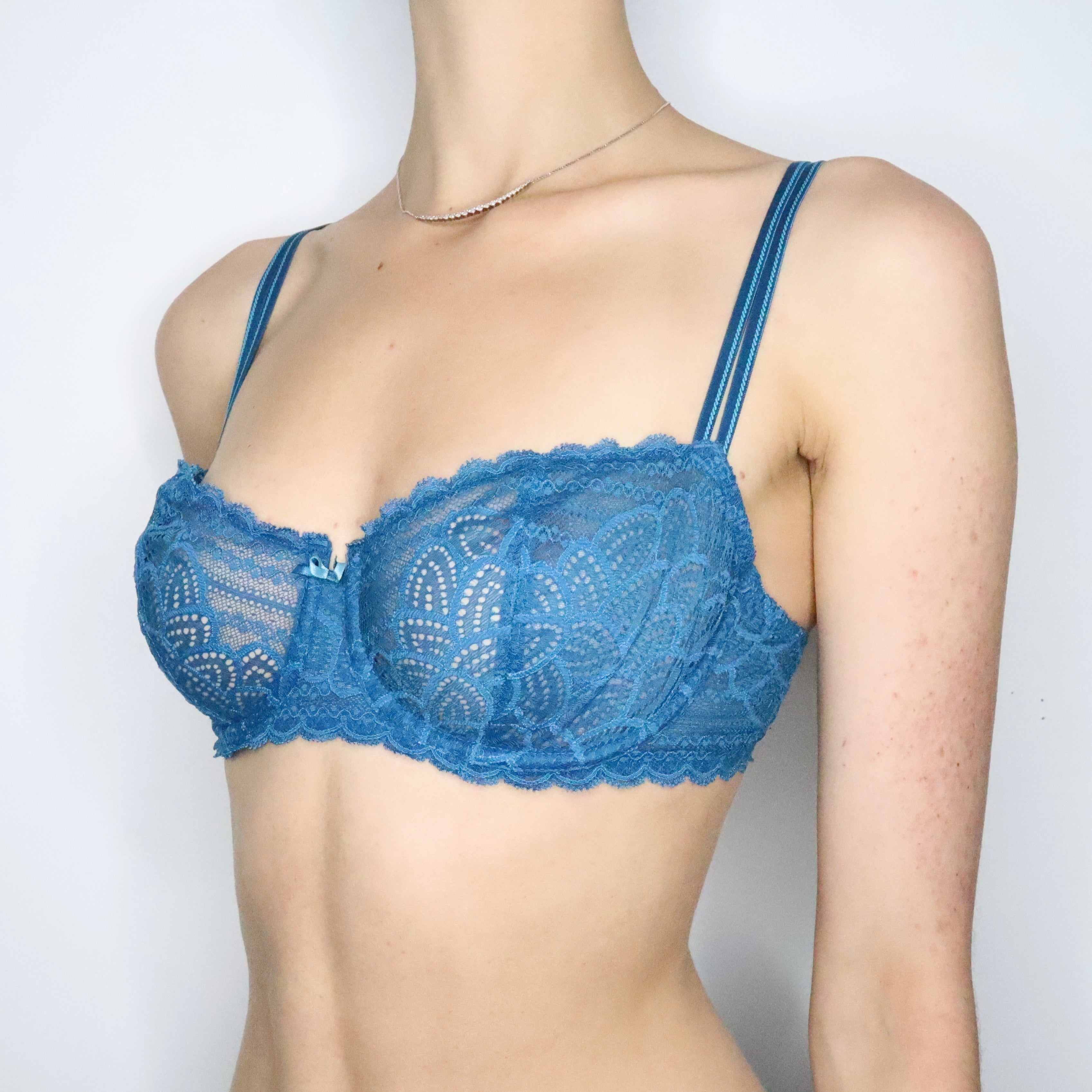 French Teal Lace Bra (34D)
