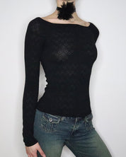 Black Pointelle Long Sleeve (S-M) 