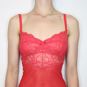 Red Lace Slip Dress (Small) 