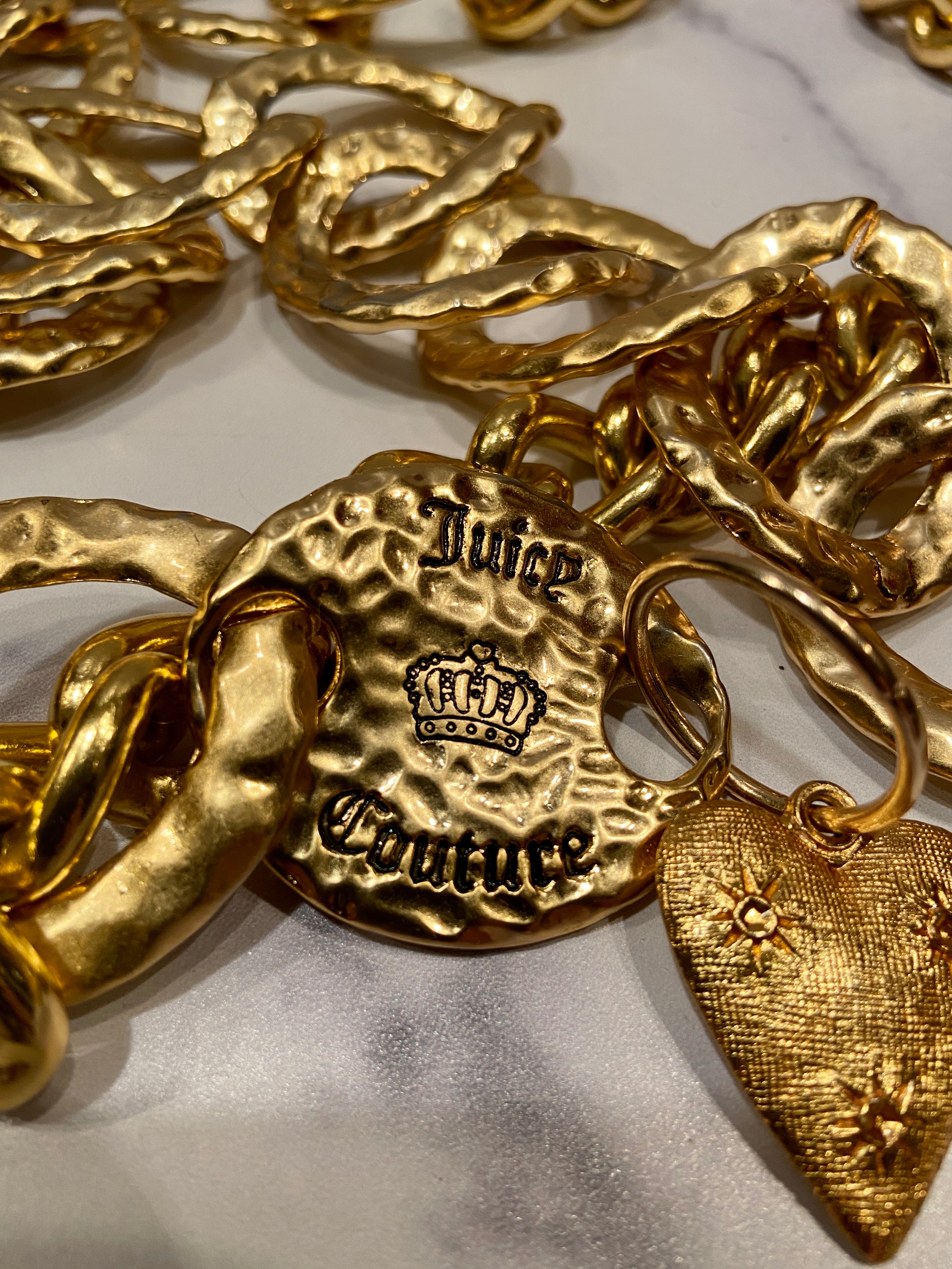 Juicy Couture Heart Charm Gold Chain Belt