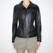 Black Leather Moto Jacket (Small)