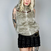 Faux Fur Hooded Vest (S)