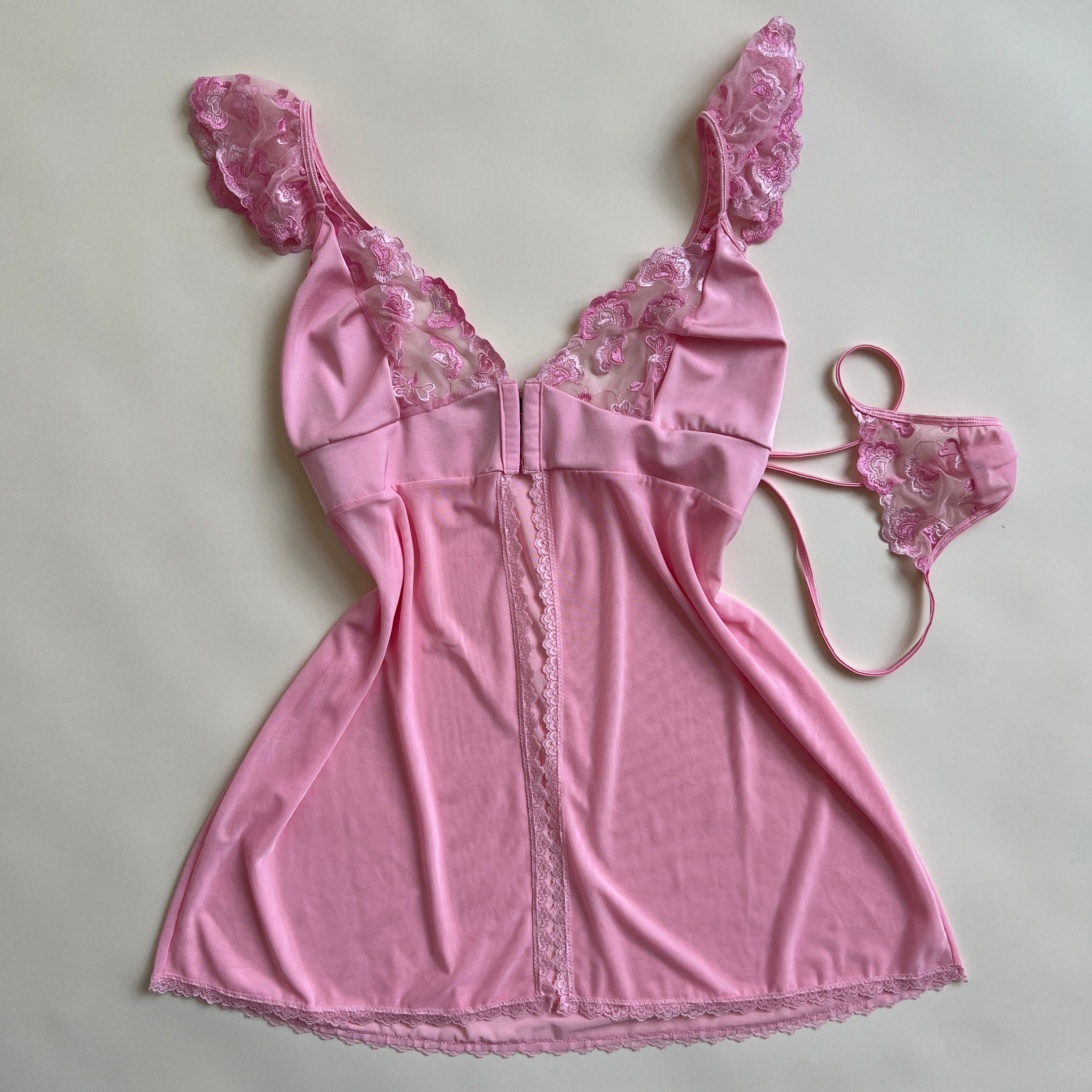 Dusty pink babydoll + panty set XL