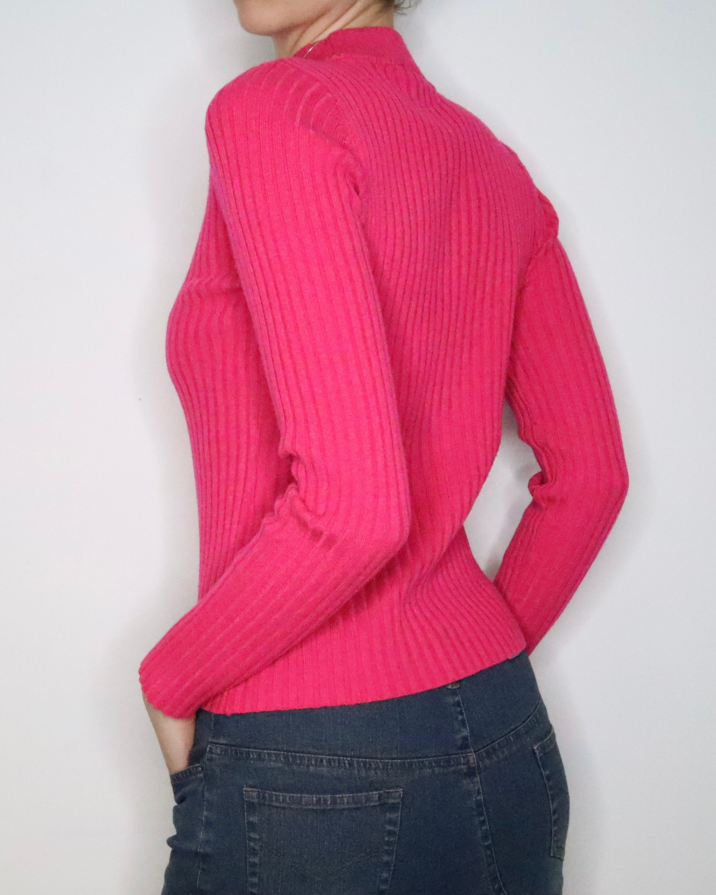 Fuchsia Bebe Diamanté Sweater (Medium) 