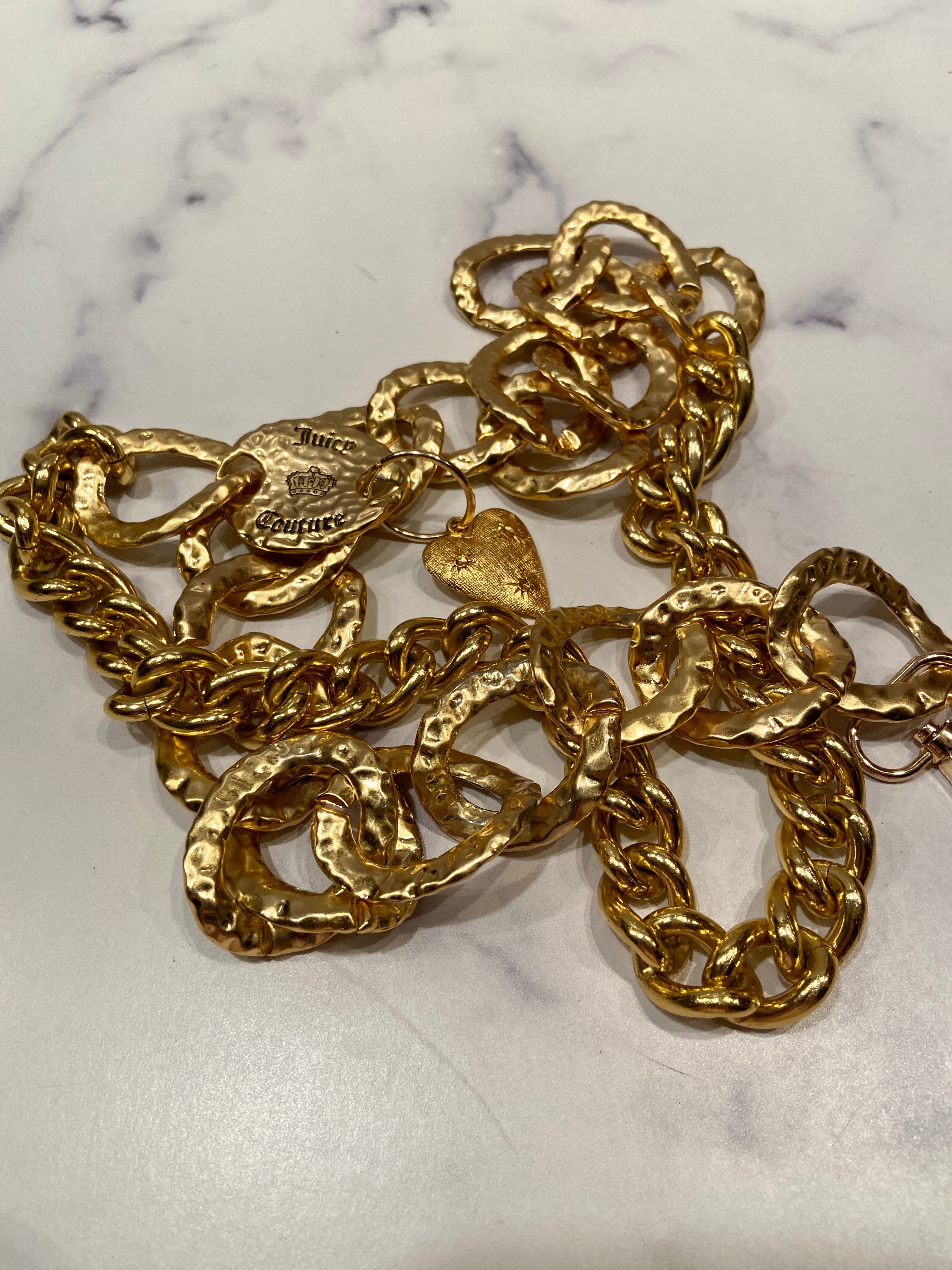 Juicy Couture Heart Charm Gold Chain Belt
