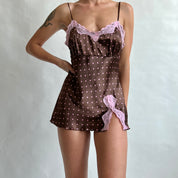 00s polka dot satin slip