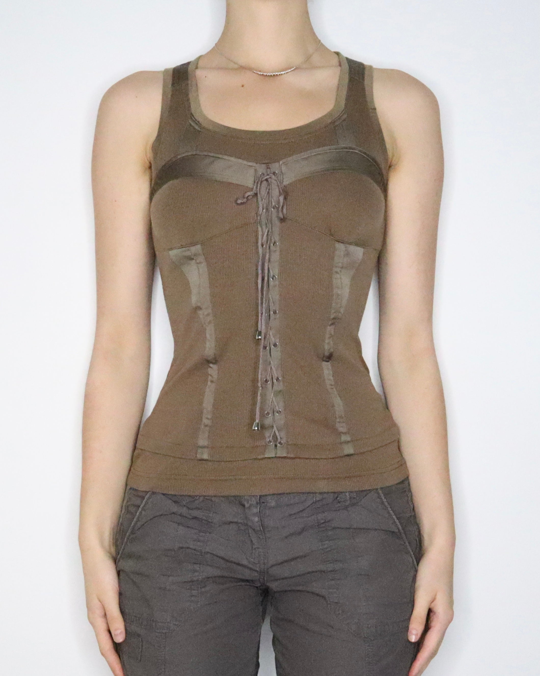 Khaki Corset Tank Top (Small) 