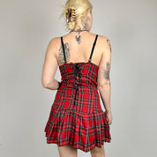 Plaid Lace-Up Mini Dress