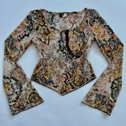 Y2K Textured bell sleeve crop