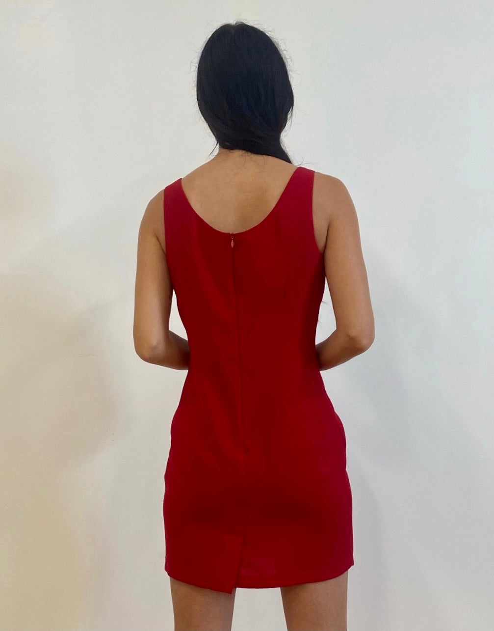 Red Rhinestone Buckle Dress