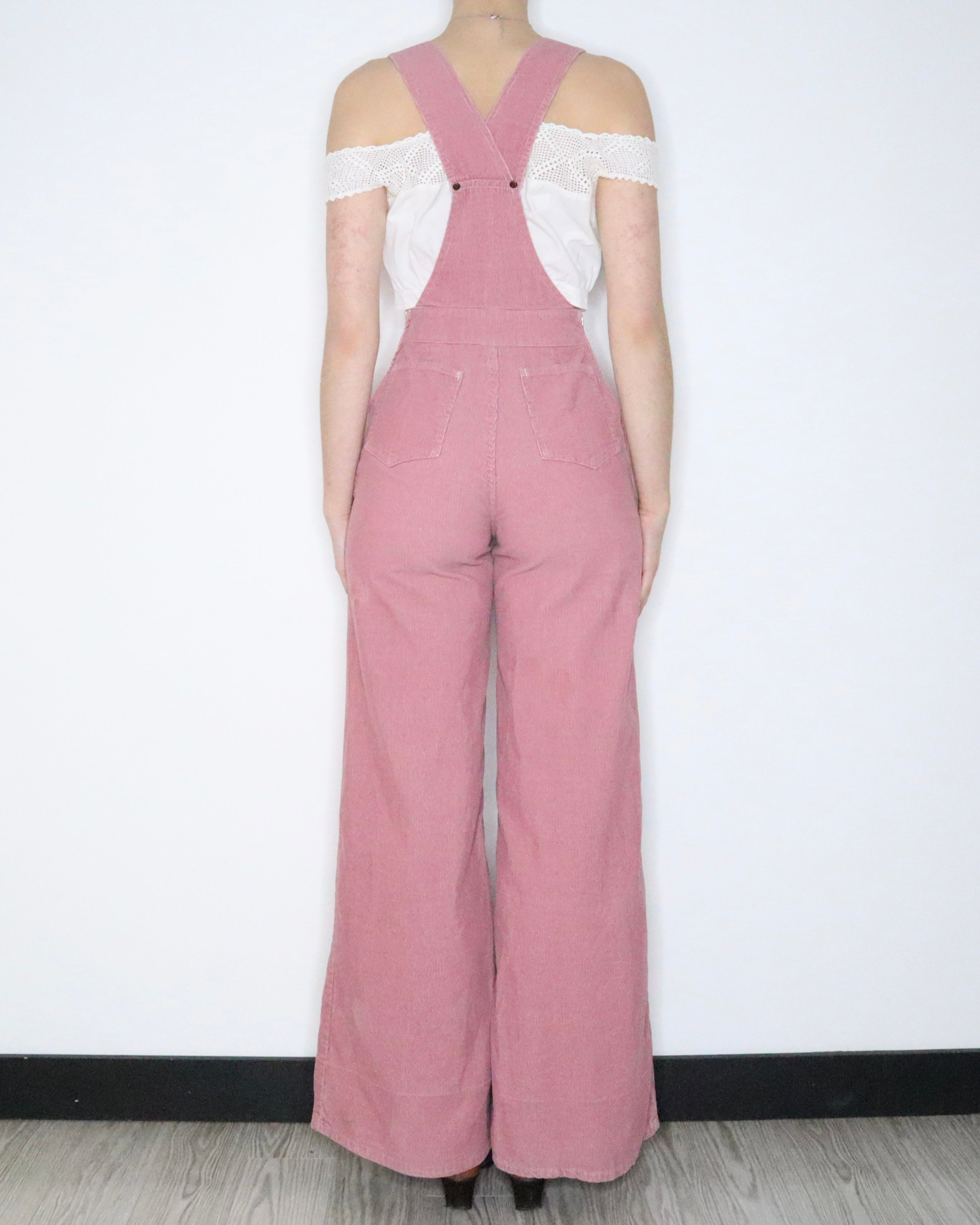 70s Pink Corduroy Overalls (S)