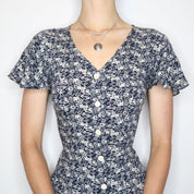 Floral Lace Up Mini Dress (Small) 