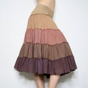Brown Tiered Maxi Skirt (Small)