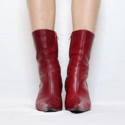 Cherry Red Pointed Toe Boots (7-7.5 US)