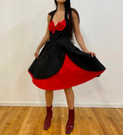 Retro Black and Red Halter Dress