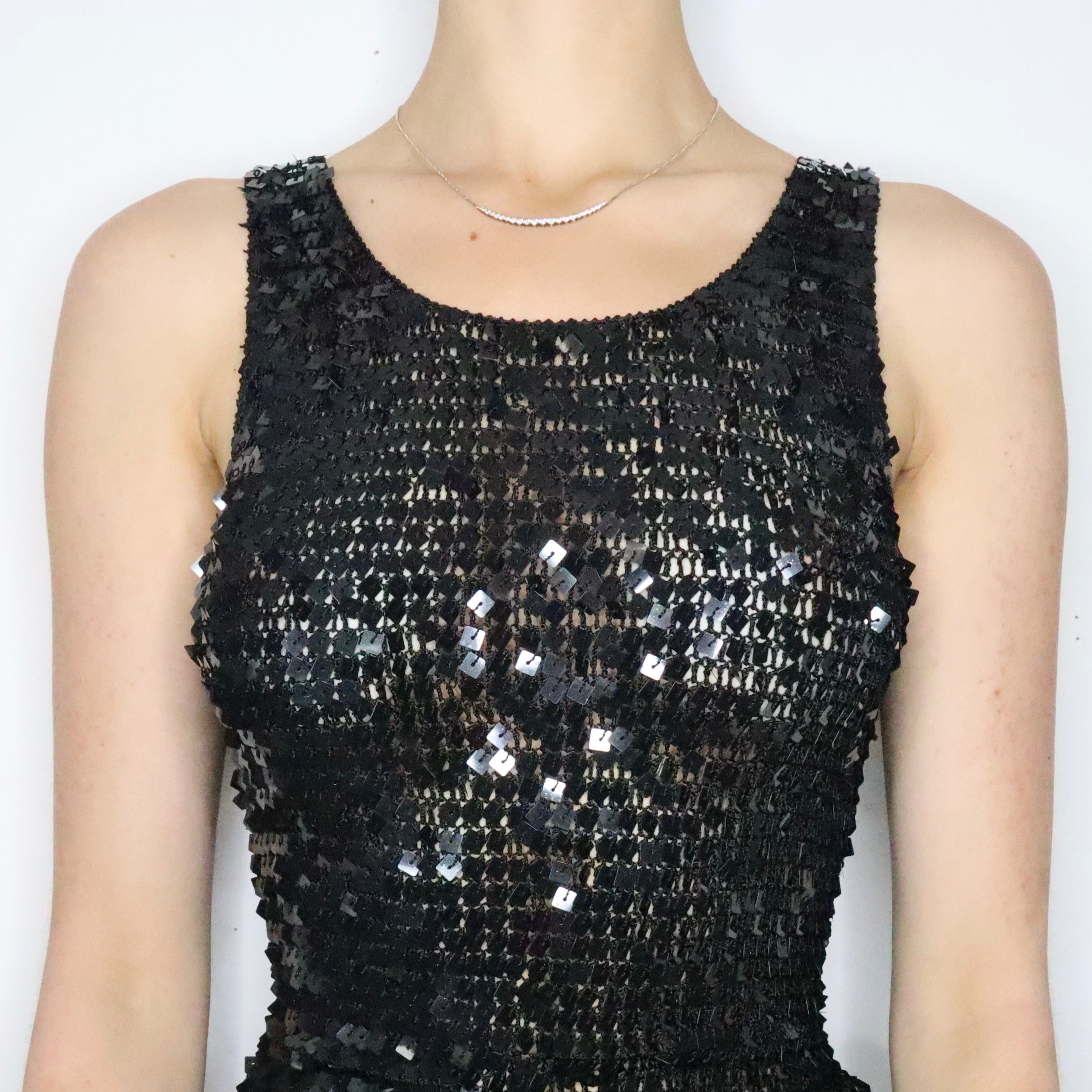 Black Sequin Tank Top (XS-M)