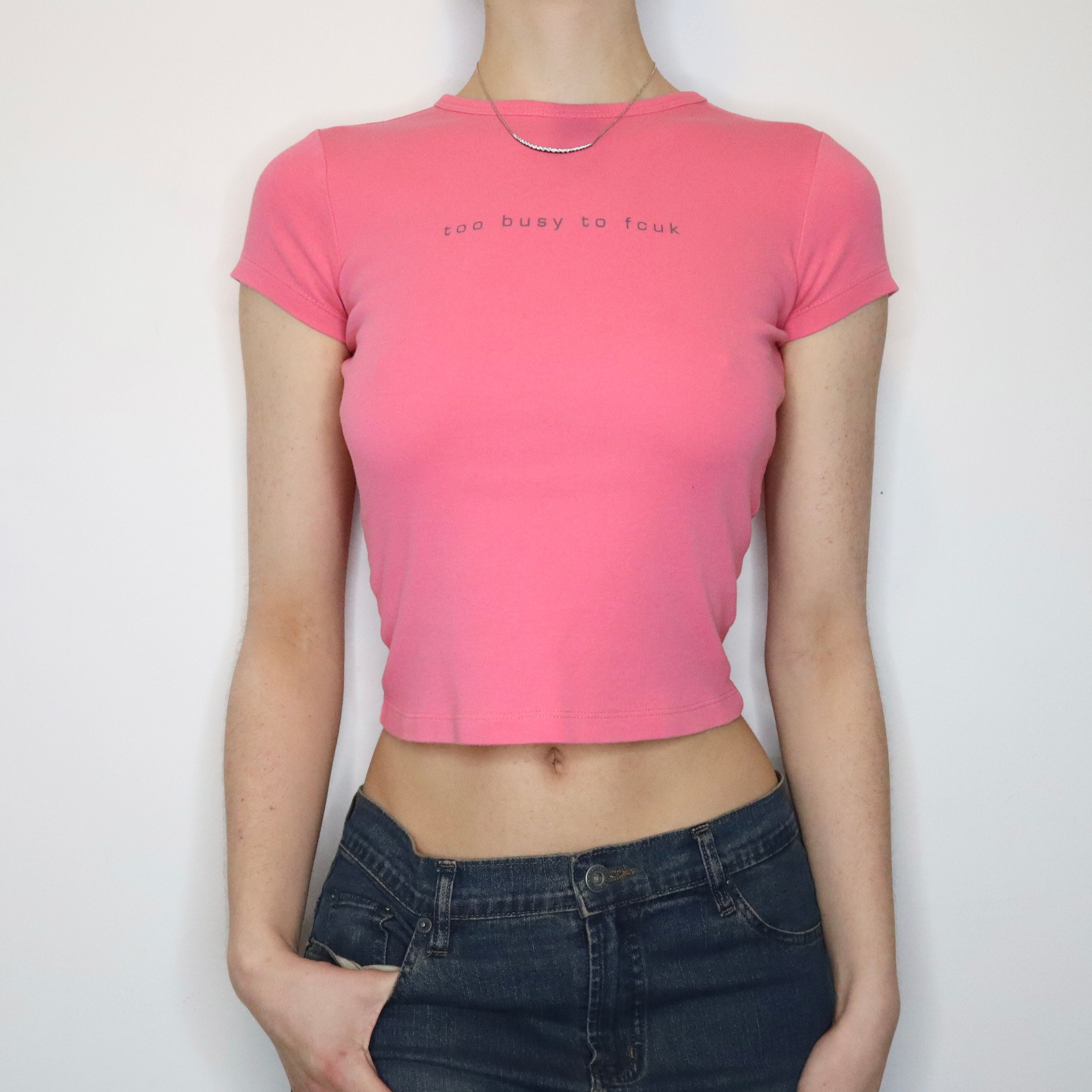 French Connection Pink Baby Tee (Small)