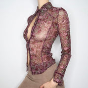 Mesh Button Up Blouse (Small)