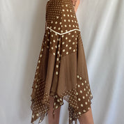 Brown / white polka dot midi