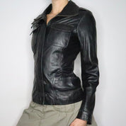 Black Leather Moto Jacket (Small)