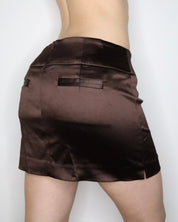 Bebe Brown Satin Mini Skirt (Medium) 
