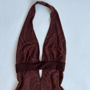 90s Brown sparkle halter dress