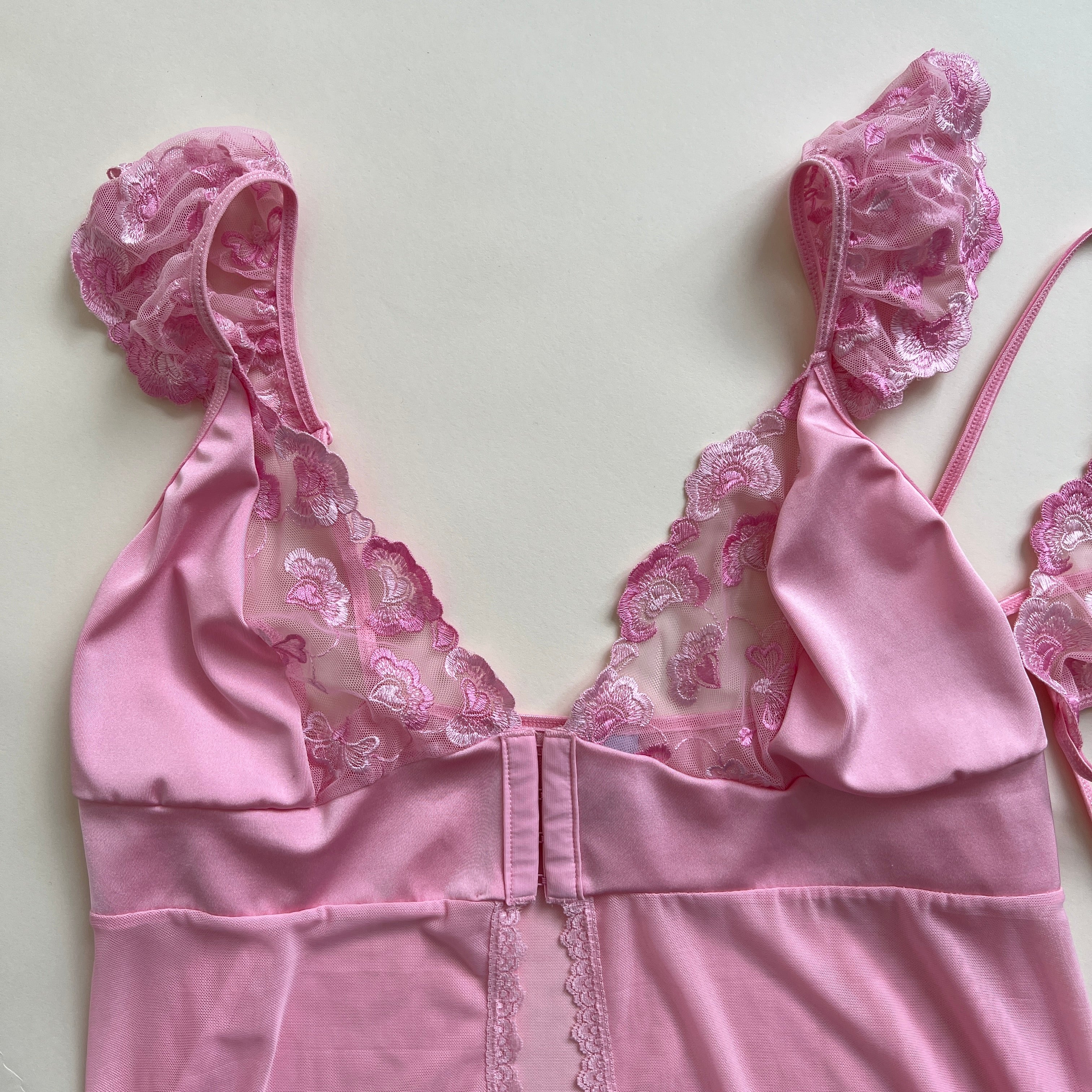 Dusty pink babydoll + panty set XL