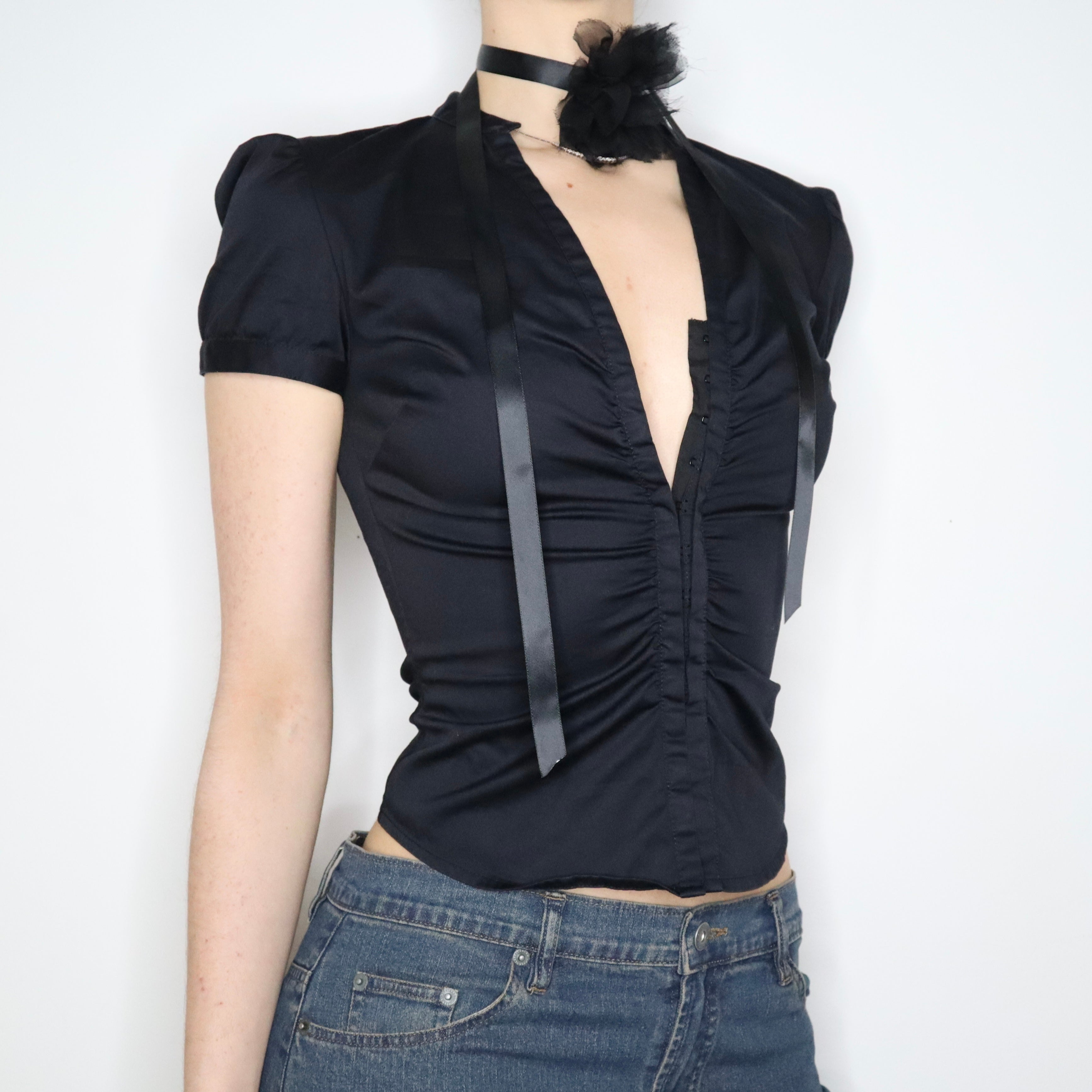 Black Hook and Eye Blouse (XS-S) 