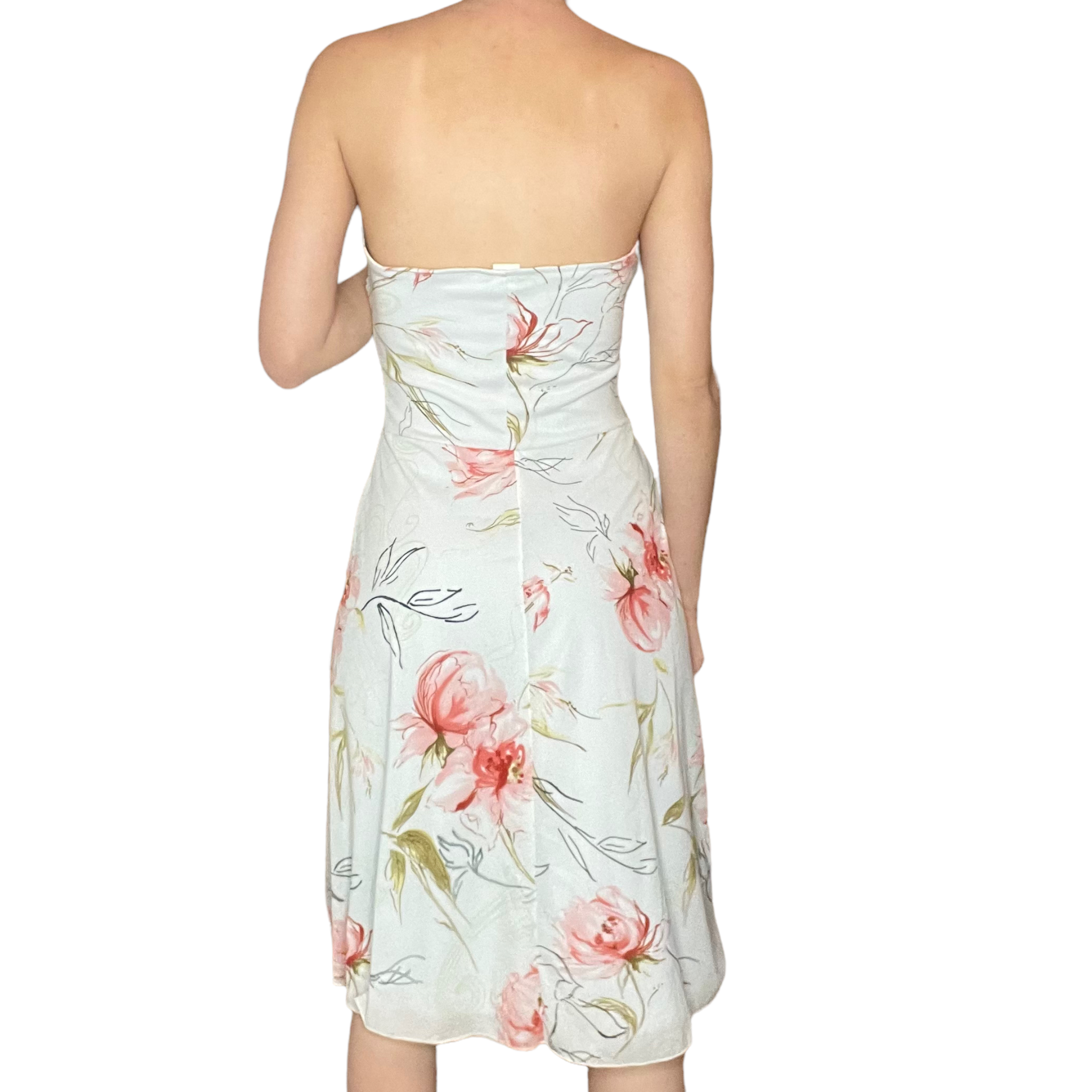 Floral vintage strapless midi