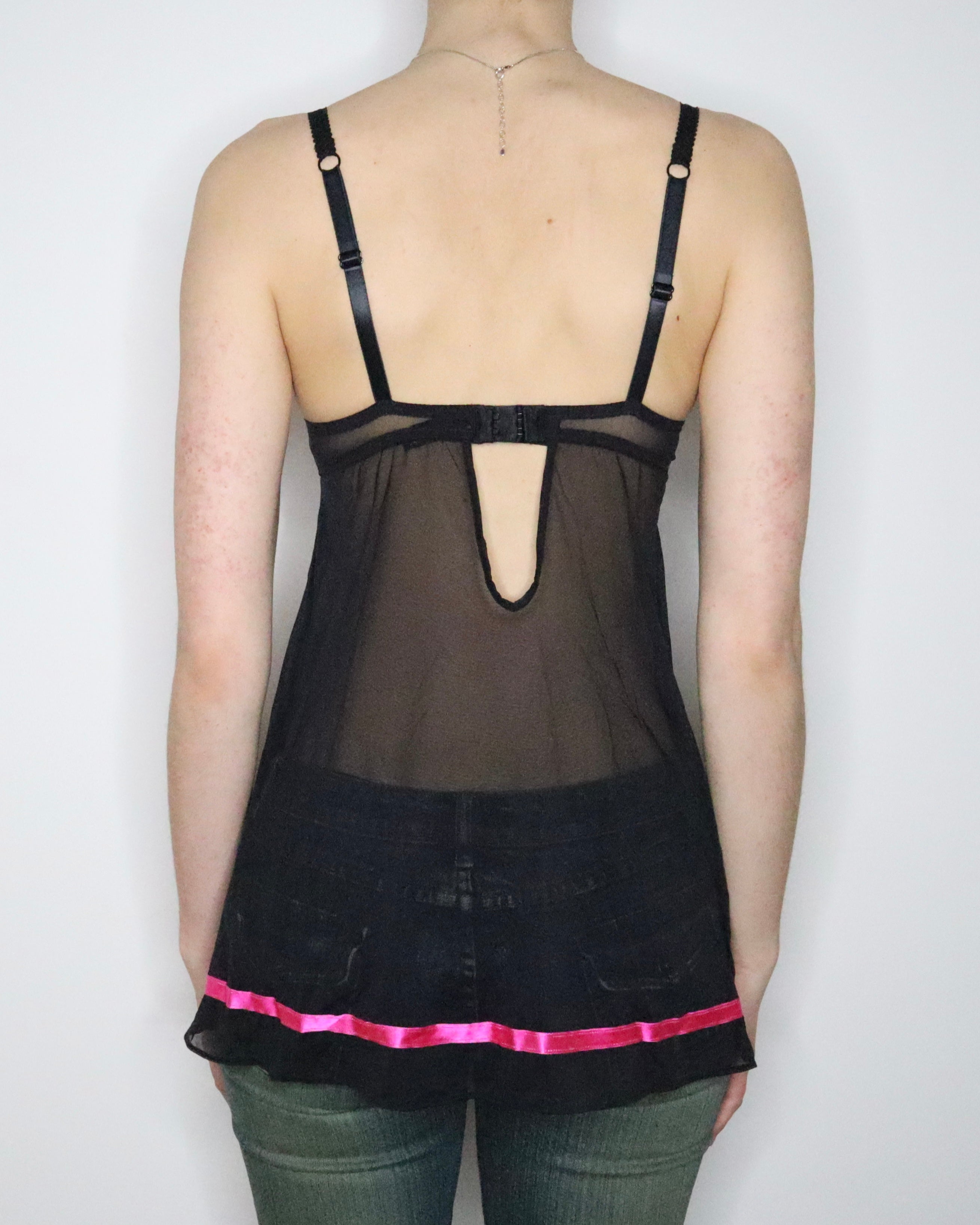 Black Mesh Babydoll Bustier (S) 